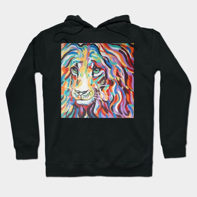 Colorful Lion Painting Hoodie by Lexi Simpson Original Art